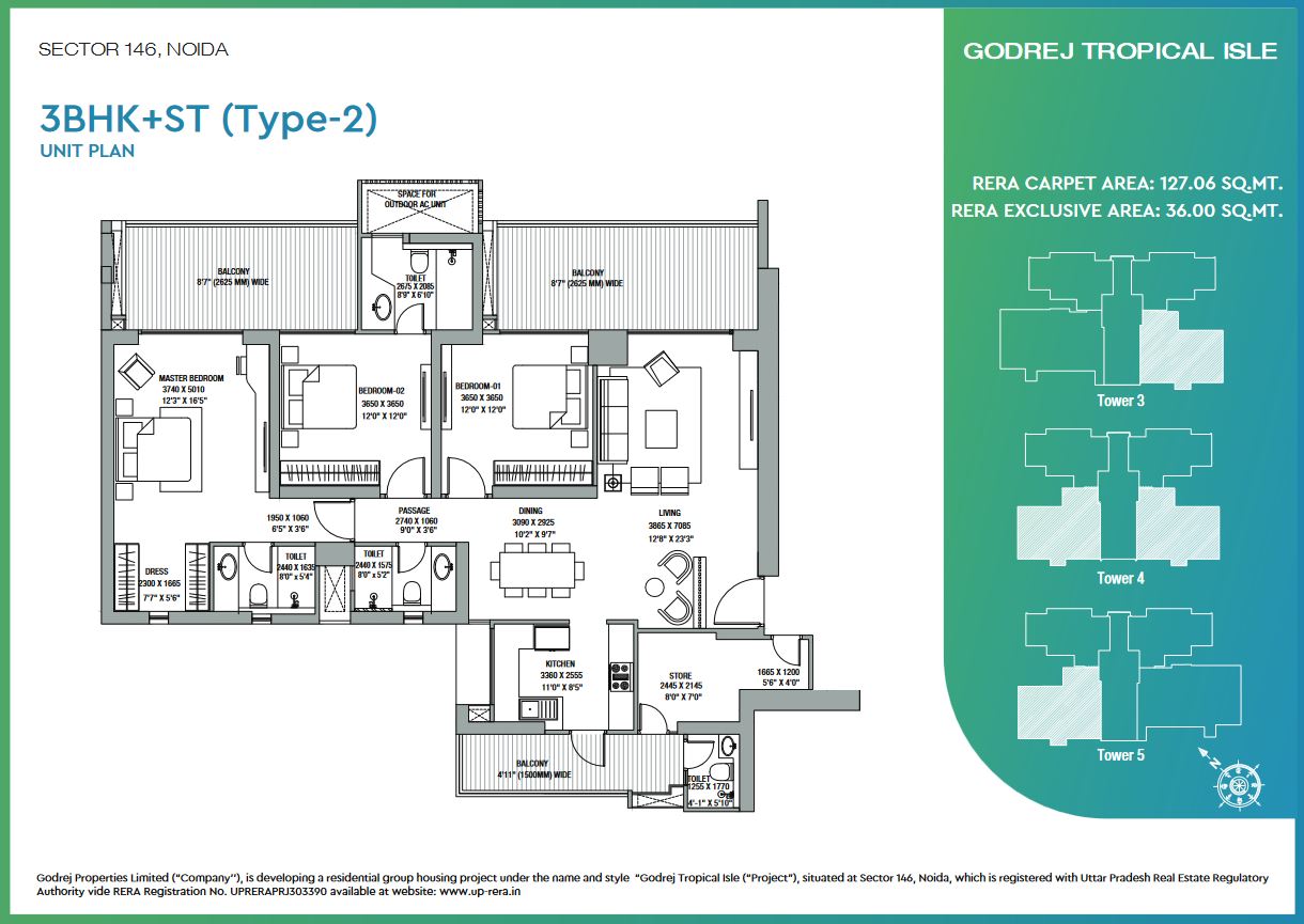 Godrej Royal Chateau Phase 2-Floor-plan-3bhk-Type2